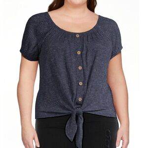 No Boundaries Tie Crop Top Women’s Blue Boho Blouse Small